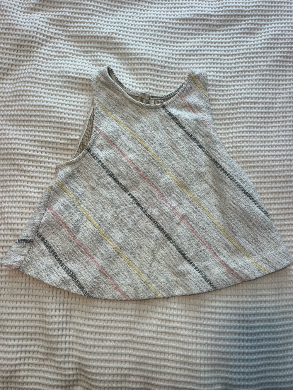 Lou & Grey Light Gray Tank Top with Pink and Yellow Stripes